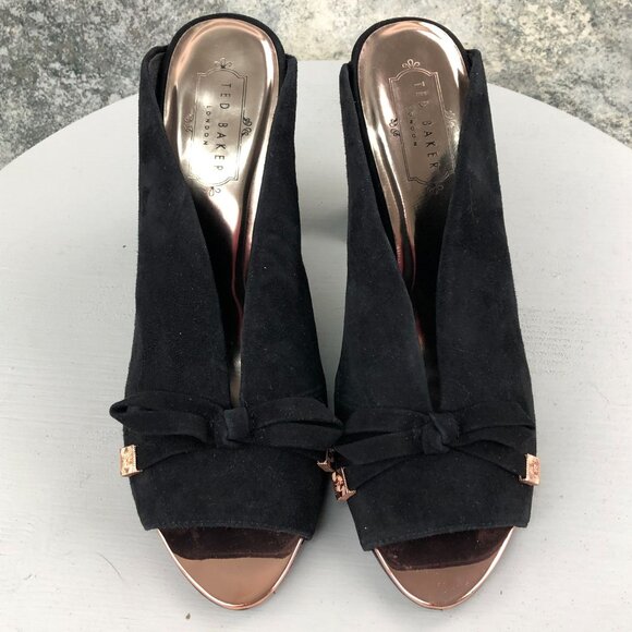 Ted Baker London Women's EU 40.5 US 10 Marinax Black Suede High Heels Mules $195 - Picture 7 of 14
